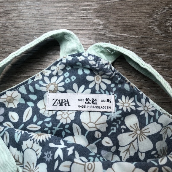 Zara Kids Light Blue Denim Overall Dress Baby Girl Size 18-24 Months - Picture 6 of 7